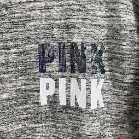 PINK Victoria's Secret Grey Large Print Graphics Pullover Sweatshirt Size XS - Picture 5 of 8